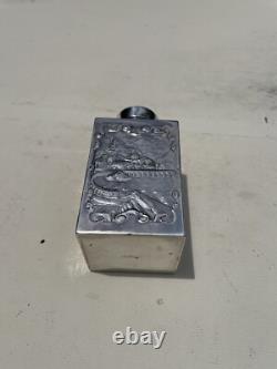 19th Cent. Silver Plate European Classic Ornate Repousse Hallmarked Tea Caddy