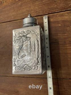 19th Cent. Silver Plate European Classic Ornate Repousse Hallmarked Tea Caddy