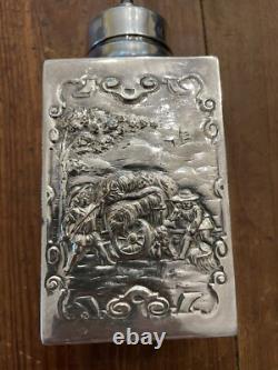 19th Cent. Silver Plate European Classic Ornate Repousse Hallmarked Tea Caddy