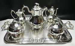 19th Century French Christofle Silver Plate Coffee & Tea Set with Chocolate Pot