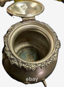 19th Century French Christofle Silver Plate Samovar Tilting Tea Pot Floral