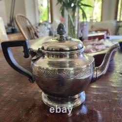 19th Century French Christofle Silver Plate Teapot Tea Pot with Black Handle