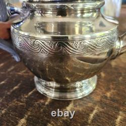 19th Century French Christofle Silver Plate Teapot Tea Pot with Black Handle