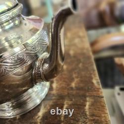 19th Century French Christofle Silver Plate Teapot Tea Pot with Black Handle