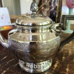 19th Century French Christofle Silver Plate Teapot Tea Pot with Black Handle