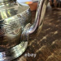 19th Century French Christofle Silver Plate Teapot Tea Pot with Black Handle