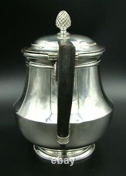 19th Century French Christofle Silver Plate Teapot Tea Pot with Ebony Handle
