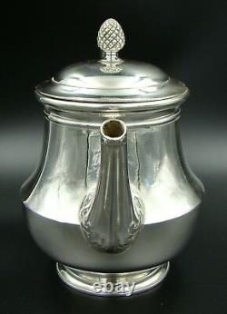 19th Century French Christofle Silver Plate Teapot Tea Pot with Ebony Handle