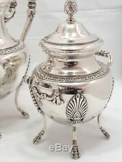 19th c Silver Tea Service, Empire Style, Swan Spout Design 1850 -1880