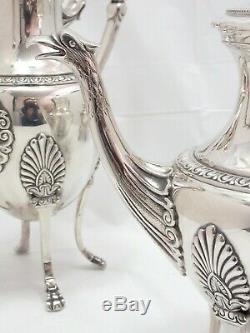 19th c Silver Tea Service, Empire Style, Swan Spout Design 1850 -1880