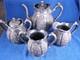 19thc Meriden Ornate Repousse Silverplate 4 Pc Tea Set -teapot Sugar Creamer Etc