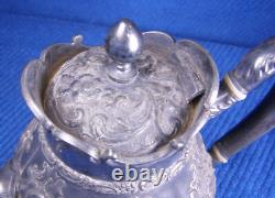 19thc Meriden Ornate Repousse Silverplate 4 Pc Tea Set -Teapot Sugar Creamer Etc