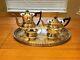 22 Inch Antique Viners Sheffield England Silver Plate Chased Tray & Tea Set
