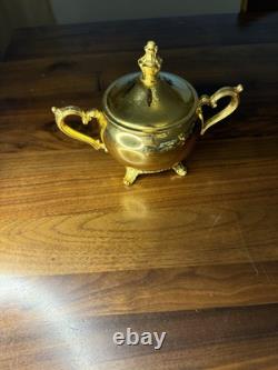24K Gold Plated Tea Set by International Silver Co. VTG 4pc With Tray