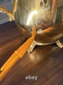 24K Gold Plated Tea Set by International Silver Co. VTG 4pc With Tray