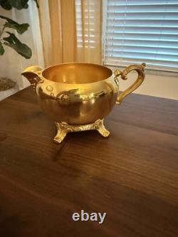 24K Gold Plated Tea Set by International Silver Co. VTG 4pc With Tray