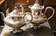 2 Meriden B Co 1998 Coffee/tea Pot Quadruple Silver Plate Embossed Chased Chalet