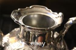 2 MERIDEN B CO 1998 Coffee/Tea Pot QUADRUPLE Silver Plate EMBOSSED CHASED CHALET