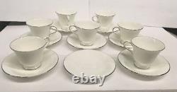 39 Pc Set Wedgwood Tea Cup Saucer Dinner Dessert Plate White Silver Bone China