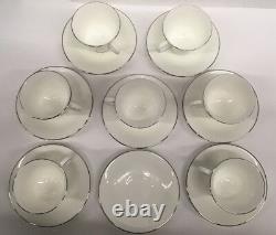 39 Pc Set Wedgwood Tea Cup Saucer Dinner Dessert Plate White Silver Bone China