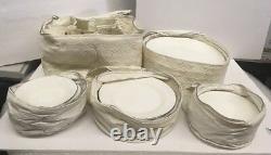 39 Pc Set Wedgwood Tea Cup Saucer Dinner Dessert Plate White Silver Bone China