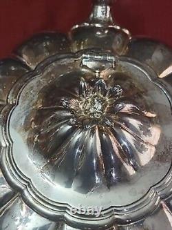 3 Piece Antique Charles Howard English Silver Plate Melon Georgian Repro Tea Set