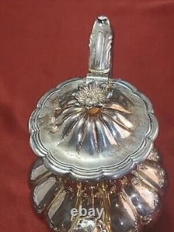 3 Piece Antique Charles Howard English Silver Plate Melon Georgian Repro Tea Set