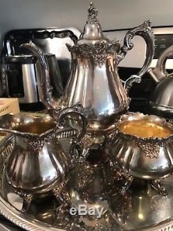 3 Piece Baroque by Wallace Silverplate & 12 Tea Pot Set Great Condition