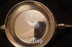 3 Piece Engraved German Silver Tea Service and Onela Silver Plate Serving Tray