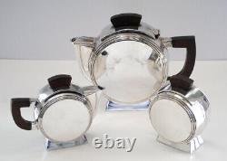 3 Piece Tea Set By Escapade Paris Vintage French Art Deco Silver Plate