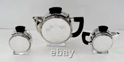 3 Piece Tea Set By Escapade Paris Vintage French Art Deco Silver Plate