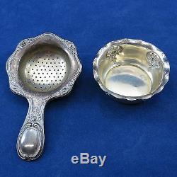 3 WMF Vintage Lot TEA STRAINERS with DRIP CUPS Silverplate ALEMANIA C. E. A. S. Mark