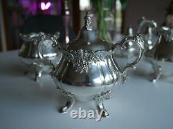 3 Wallace Baroque Silver Tea Accessories Creamer Sugar Bin