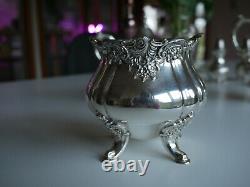 3 Wallace Baroque Silver Tea Accessories Creamer Sugar Bin