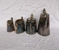 4 × Antique Victorian Thomas Otley & Sons Sheffield Engrave Silver Plate Tea Set