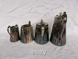 4 × Antique Victorian Thomas Otley & Sons Sheffield Engrave Silver Plate Tea Set