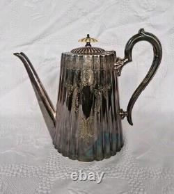 4 × Antique Victorian Thomas Otley & Sons Sheffield Engrave Silver Plate Tea Set