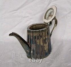 4 × Antique Victorian Thomas Otley & Sons Sheffield Engrave Silver Plate Tea Set