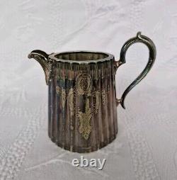 4 × Antique Victorian Thomas Otley & Sons Sheffield Engrave Silver Plate Tea Set