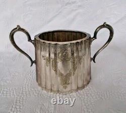 4 × Antique Victorian Thomas Otley & Sons Sheffield Engrave Silver Plate Tea Set