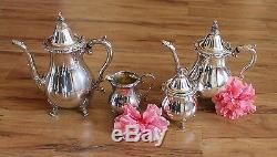 4 Pc Wallace La Reine 1100 Silver Tea Coffee Set