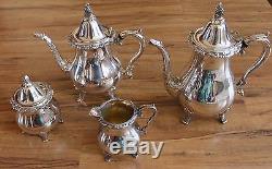 4 Pc Wallace La Reine 1100 Silver Tea Coffee Set