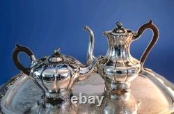 4 Piece Silver Plate Tea Coffee Service Melon Shape (Sheffield Reproduction)