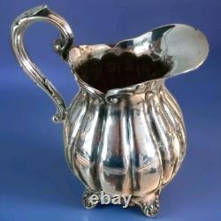 4 Piece Silver Plate Tea Coffee Service Melon Shape (Sheffield Reproduction)