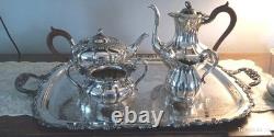 4 Piece Silver Plate Tea Coffee Service Melon Shape (Sheffield Reproduction)
