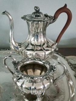 4 Piece Silver Plate Tea Coffee Service Melon Shape (Sheffield Reproduction)