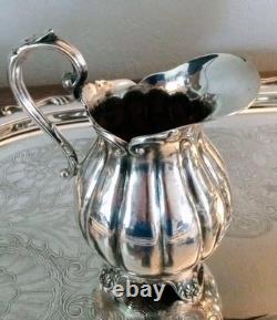 4 Piece Silver Plate Tea Coffee Service Melon Shape (Sheffield Reproduction)