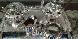 4 Piece Silver Plate Tea Coffee Service Melon Shape (Sheffield Reproduction)