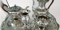 4 Piece Silver Plate Tea Coffee Service Melon Shape (Sheffield Reproduction)