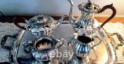 4 Piece Silver Plate Tea Coffee Service Melon Shape (Sheffield Reproduction)